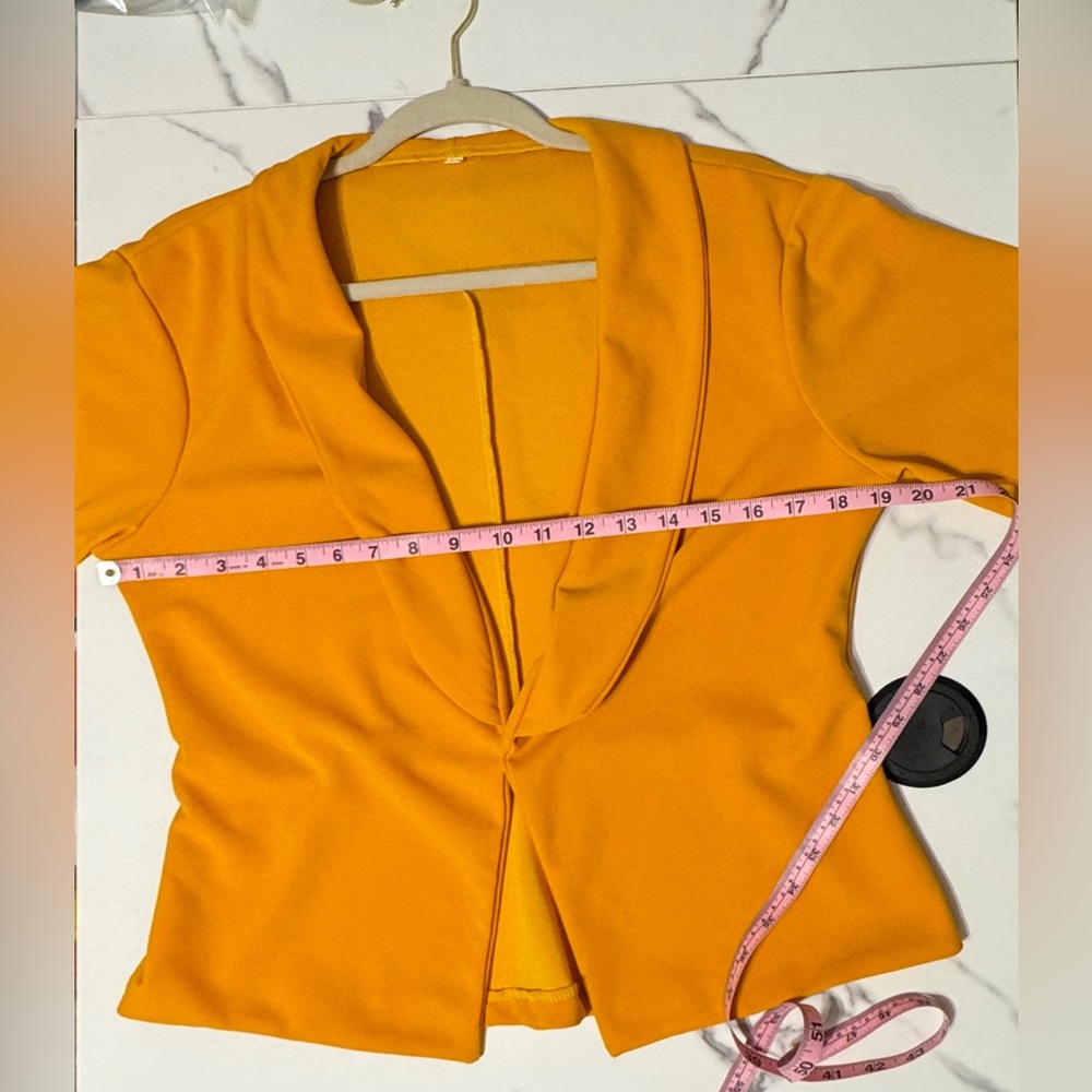 Women's Yellow Open Front Jacket - Picture 3 of 4